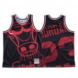 Camiseta Chicago Bulls Michael Jordan NO 23 Mitchell & Ness Big Face Negro