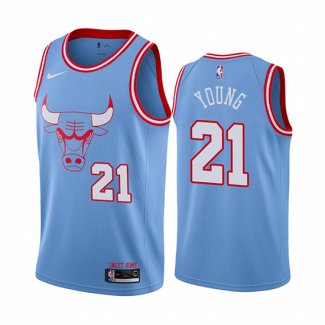 Camiseta Chicago Bulls Thaddeus Young NO 21 Ciudad Azul
