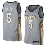 Camiseta Cleveland Cavaliers Jr Smith NO 5 Ciudad 2018 Gris