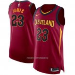 Camiseta Cleveland Cavaliers LeBron James NO 23 Icon Autentico Rojo