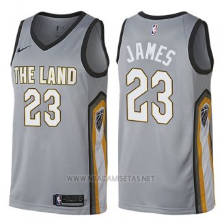 Camiseta Cleveland Cavaliers Lebron James NO 23 Ciudad Gris