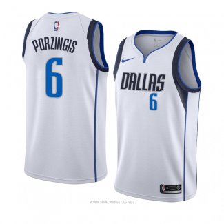 Camiseta Dallas Mavericks Kristaps Porzingis NO 6 Association 2018-19 Blanco