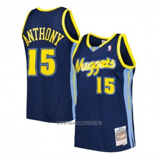 Camiseta Denver Nuggets Carmelo Anthony NO 15 Mitchell & Ness 2006-07 Azul