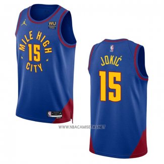 Camiseta Denver Nuggets Nikola Jokic NO 15 Statement 2022-23 Azul