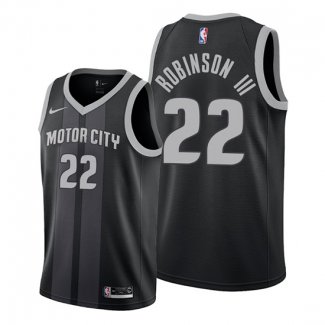 Camiseta Detroit Pistons Glenn Robinson III NO 22 Ciudad Edition Negro
