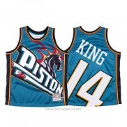 Camiseta Detroit Pistons Louis King NO 14 Mitchell & Ness Big Face Azul