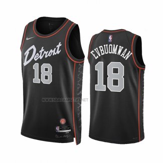 Camiseta Detroit Pistons Tosan Evbuomwan NO 18 Ciudad 2023-24 Negro