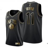 Camiseta Golden Edition Brooklyn Nets Kyrie Irving NO 11 Negro