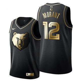 Camiseta Golden Edition Memphis Grizzlies Ja Morant NO 12 Negro