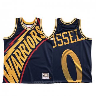 Camiseta Golden State Warriors D'angelo Russell NO 0 Mitchell & Ness Big Face Azul