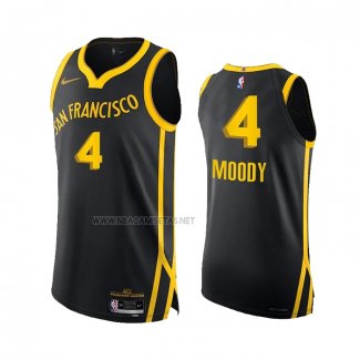 Camiseta Golden State Warriors Moses Moody NO 4 Ciudad Autentico 2023-24 Negro