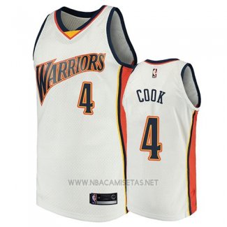 Camiseta Golden State Warriors Quinn Cook NO 4 2009-10 Hardwood Classics Blanco