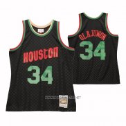 Camiseta Houston Rockets Hakeem Olajuwon NO 34 Mitchell & Ness 1993-94 Negro