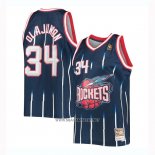 Camiseta Houston Rockets Hakeem Olajuwon NO 34 Mitchell & Ness Azul