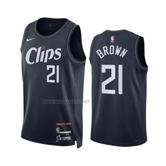 Camiseta Los Angeles Clippers Kobe Brown NO 21 Ciudad 2023-24 Azul