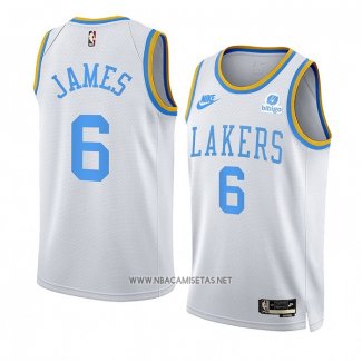 Camiseta Los Angeles Lakers LeBron James NO 6 Classic 2022-23 Blanco