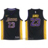 Camiseta Los Angeles Lakers Lebron James NO 23 2017-18 Negro