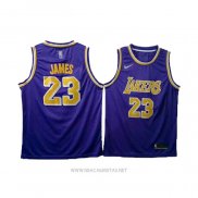 Camiseta Los Angeles Lakers Lebron James NO 23 Violeta