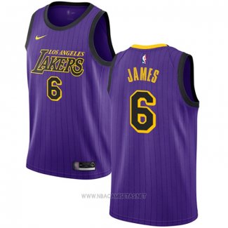 Camiseta Los Angeles Lakers Lebron James NO 6 2019-20 Ciudad Violeta
