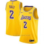 Camiseta Los Angeles Lakers Lonzo Ball NO 2 Icon 2018 Amarillo