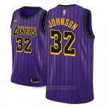 Camiseta Los Angeles Lakers Magic Johnson NO 32 Ciudad 2018 Violeta