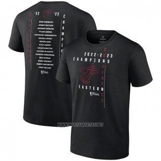 Camiseta Manga Corta Miami Heat 2023 Western Conference Champions Crossover Team Roster Negro