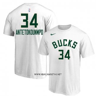 Camiseta Manga Corta Milwaukee Bucks Giannis Antetokounmpo Blanco