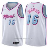 Camiseta Miami Heat James Johnson NO 16 Ciudad 2017-18 Blanco
