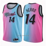 Camiseta Miami Heat Tyler Herro NO 14 Ciudad 2020-21 Azul Rosa