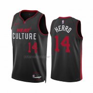 Camiseta Miami Heat Tyler Herro NO 14 Ciudad 2023-24 Negro