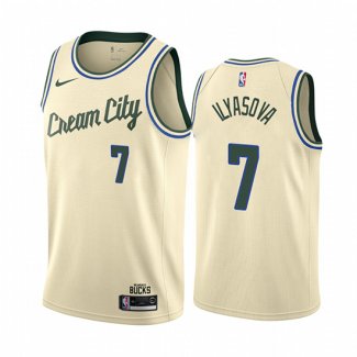 Camiseta Milwaukee Bucks Ersan Ilyasova NO 7 Ciudad Crema