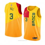 Camiseta Milwaukee Bucks George Hill NO 3 Ciudad 2018-19 Amarillo