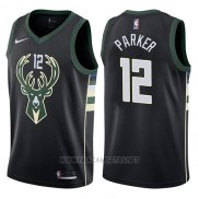 Camiseta Milwaukee Bucks Jabari Parker NO 12 Statement Harley 2017-18 Negro