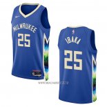 Camiseta Milwaukee Bucks Serge Ibaka NO 25 Ciudad 2022-23 Azul