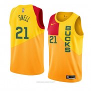 Camiseta Milwaukee Bucks Tony Snell NO 21 Ciudad 2018-19 Amarillo