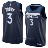 Camiseta Minnesota Timberwolves Anthony Brown NO 3 Icon 2018 Azul