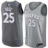 Camiseta Minnesota Timberwolves Derrick Rose NO 25 Ciudad 2018 Gris