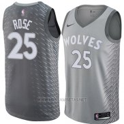 Camiseta Minnesota Timberwolves Derrick Rose NO 25 Ciudad 2018 Gris