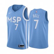 Camiseta Minnesota Timberwolves Jordan Bell NO 7 Ciudad Edition Azul