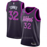 Camiseta Minnesota Timberwolves Karl-Anthony Towns NO 32 Ciudad 2018-19 Violeta