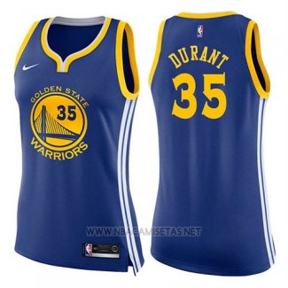 Camiseta Mujer Golden State Warriors Kevin Durant NO 35 Icon 2017-18 Azul