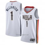 Camiseta New Orleans Pelicans Zion Williamson NO 1 Ciudad 2021-22 Blanco