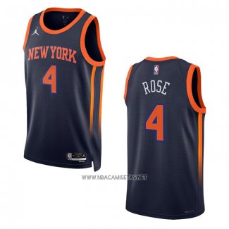 Camiseta New York Knicks Derrick Rose NO 4 Statement 2022-23 Negro