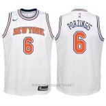 Camiseta Nino New York Knicks Kristaps Porzingis NO 6 2017-18 Blanco