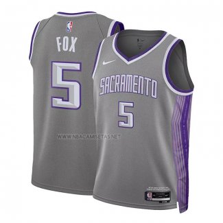 Camiseta Nino Sacramento Kings De'Aaron Fox NO 5 Ciudad 2022-23 Gris