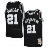 Camiseta Nino San Antonio Spurs Tim Duncan NO 21 Mitchell & Ness 1998-99 Negro