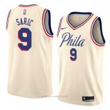 Camiseta Philadelphia 76ers Dario Saric NO 9 Ciudad 2018 Crema