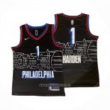Camiseta Philadelphia 76ers James Harden NO 1 Ciudad 2020-21 Negro