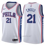 Camiseta Philadelphia 76ers Joel Embiid NO 21 2017-18 Blanco