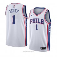 Camiseta Philadelphia 76ers Mike Scott NO 1 Association 2018 Blanco